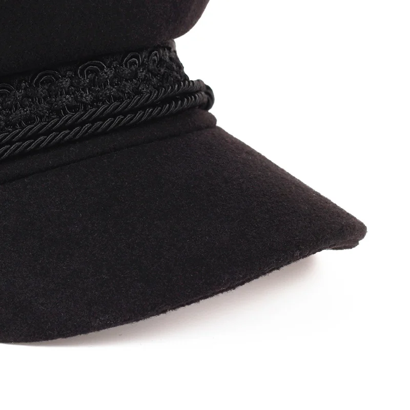 VORON зимние шапки для мужчин и женщин восьмиугольная кепка шерстяная бейсболка с пуговицами s солнцезащитный козырек шляпа Gorras Casquette Touca черная Повседневная
