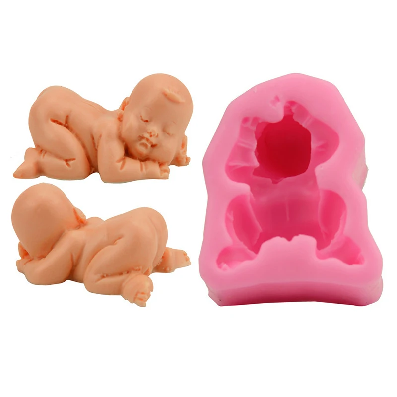 1PCS Sugarcraft 3D Cute Sleeping New Born Baby Shape Silicone Resin