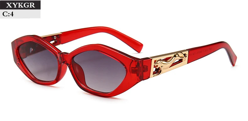XYKGR, кошачьи глаза, женские ретро солнцезащитные очки, мужские и женские, Лидирующий бренд, роскошные солнцезащитные очки, женские, черные, красные, леопардовые, UV400 - Цвет линз: C4