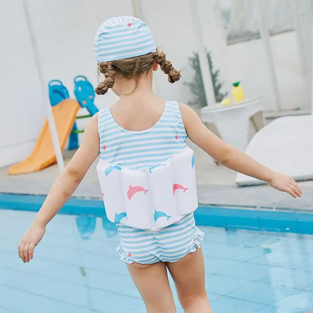 Children Buoyancy Swimsuit Baby Girls Swimwear Bathing Suit Bikini Set Swim Diaper Vest Floating