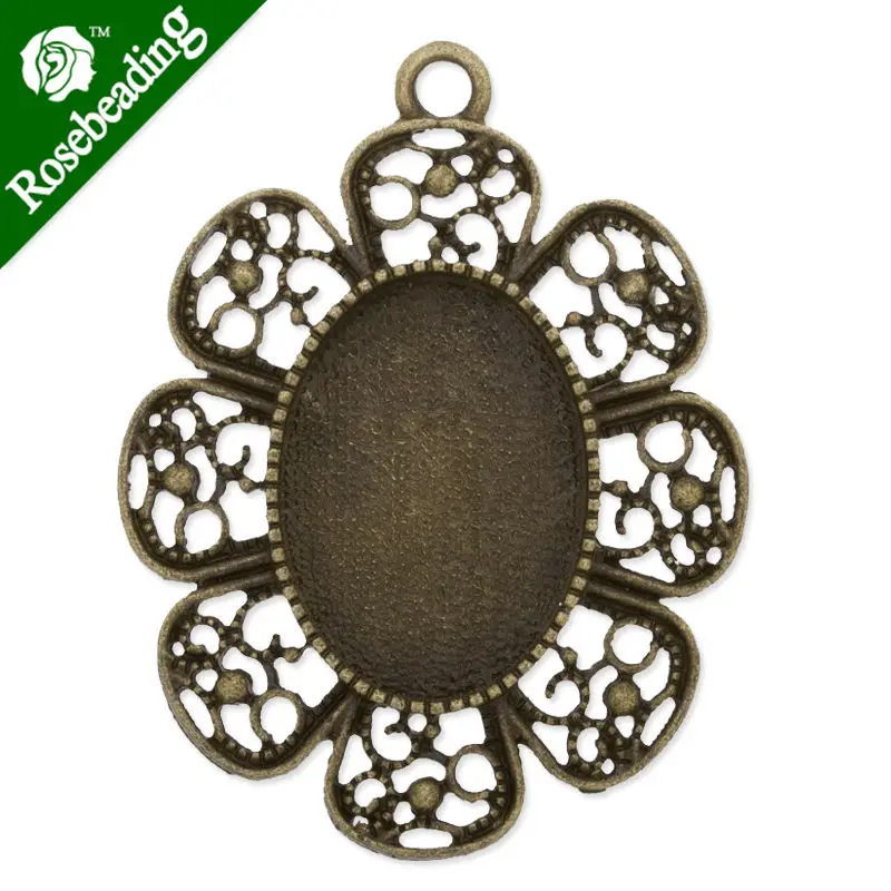 

18x25mm Antique Bronze plated Zinc Alloy Cabochon Base Setting Pendantspendant blank,cabochon bezel setting,sold 20pcs/lot-C3610