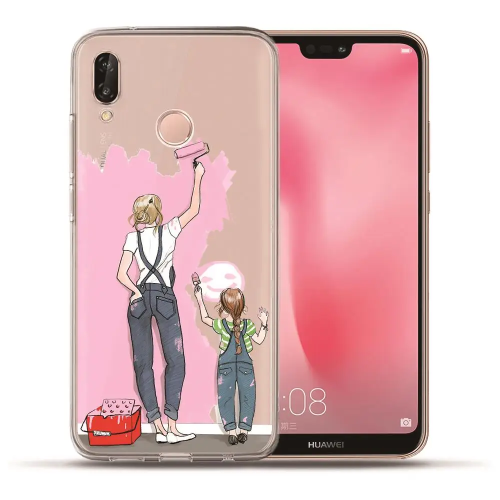 Модный телефон Super Mom baby girl для huawei P20 Lite Pro P10 Plus P8 P9 Lite P Smart honor 9 6A 6X семейный чехол Etui - Цвет: 06