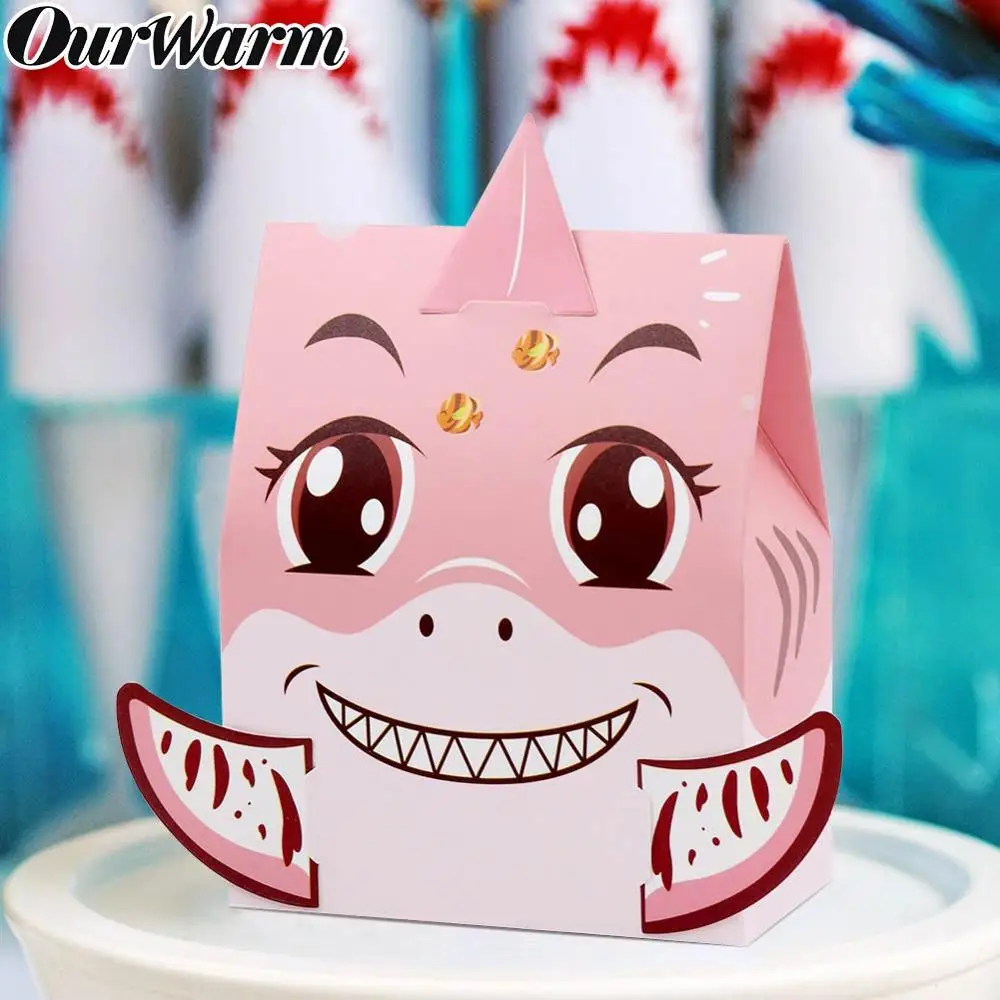 OurWarm набор из 12 предметов Акула на день рождения коробочка для конфет вечеринку