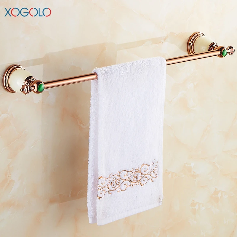 

Xogolo New Arrival Copper Gold-plating Wall Mounted Fashion Towel Rack Jade Mosaic Luxury Single Towel Bars Bathroom Accessories