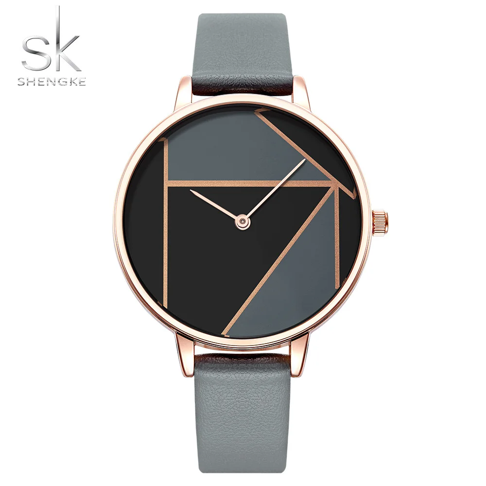 Shengke Women Fashion Watches Top Brand Unique Creative Watch Women's Watches Leather Laies Watch Women Clock relogio feminino