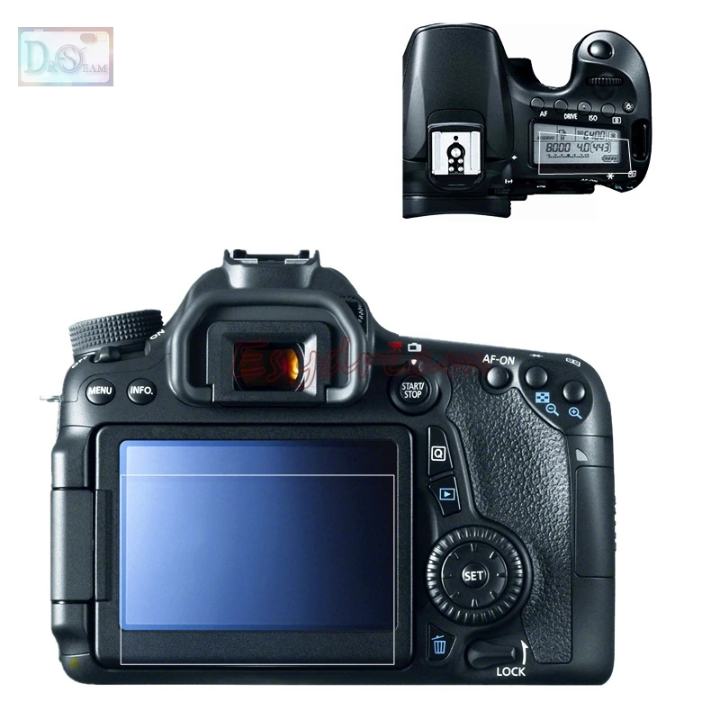 자체 접착 강화 유리 LCD 화면 및 필름 상단 어깨 정보 보호 가드 커버, 캐논 EOS 70D 80D 90D 카메라용