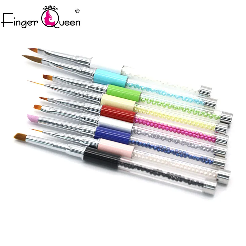 

FingerQueen Nail Art Brush Drawing Painting Carving Pen Round Design Flower Tips UV Gel Polish Acrylic Builder Wooden Handle Man