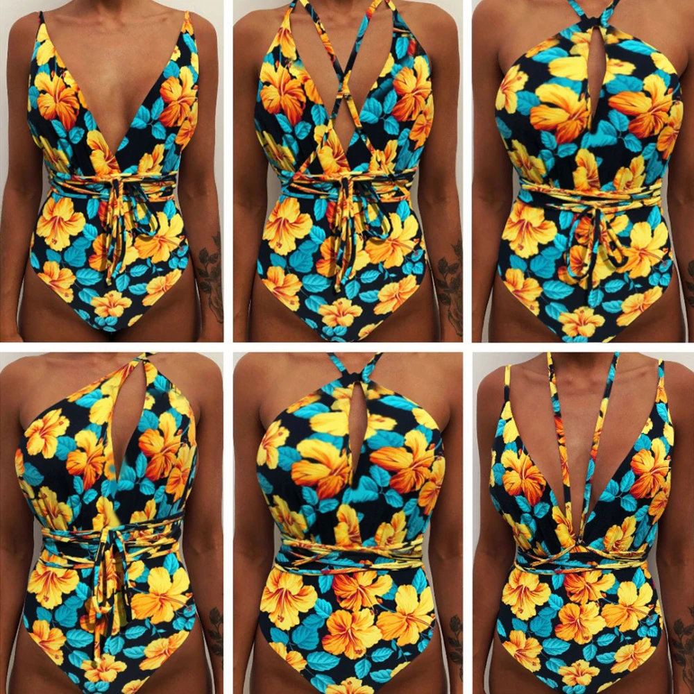 

APL 2019 One Piece Swimsuit Female Deep V Women Swimwear Bathing Suit Multiple Wearing Way Bodysuit Brazilian Bikini