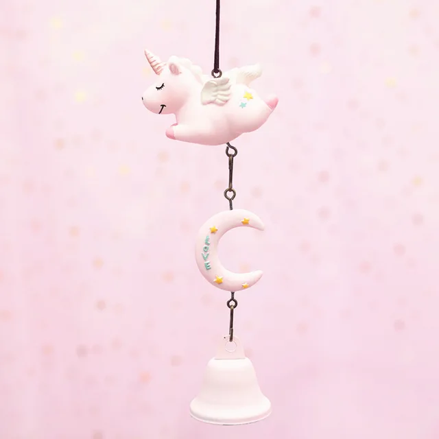 Cute Unicorn Wind Chimes Children Room Decorative Resin Crafts Animal