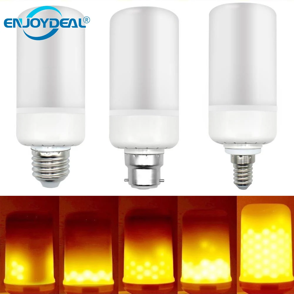 E27 B22 E14 5W LED Burning Light Flicker Flame Lamp Bulb 110V 220V