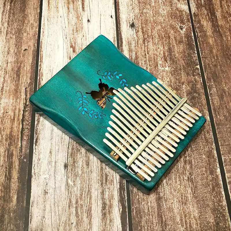 17-Keys-Blue-Butterfly-Pattern-Acoustic-Kalimba-Finger-Thumb-Piano-Mbira-Solid-Mahogany-Wood-Keyboard-with