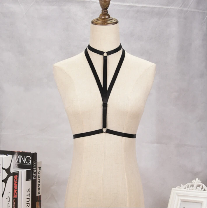 

Body Harness Bandage Girl Elastic Bra Straps Cross Bra Crop Top Hollow Out Unlined Bandage Bra Underwear B0419