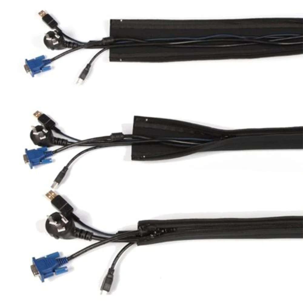 

1PC Wire Protective Case DIY Neoprene Cable Management Sleeve Zipper Wrap Wire Hider Cover Organizer Cable Casing