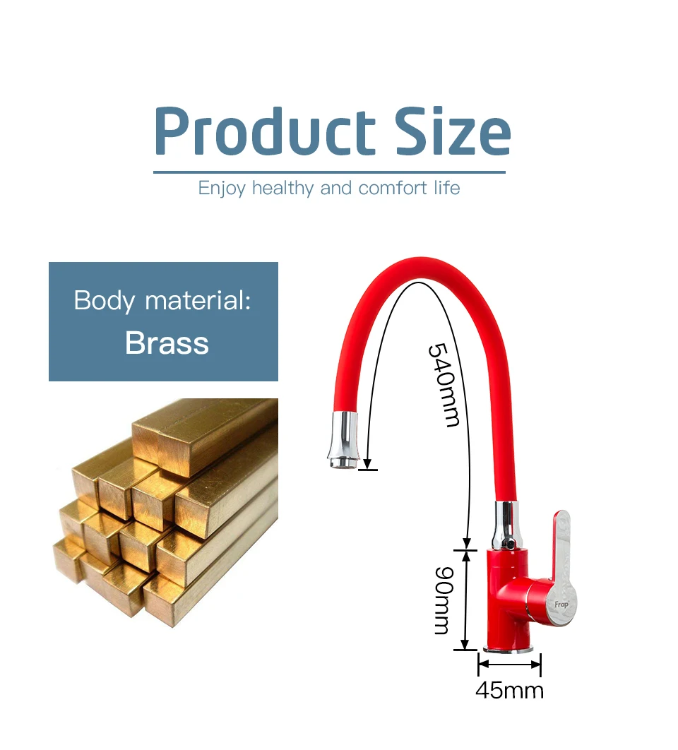 FRAP Kitchen Faucet Red brass kitchen sink faucet mixer  tap red single handle flexible cold and hot water faucet deck mounted