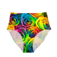 FORUDESIGNS/сексуальные купальники с высокой талией бикини с цветочным принтом розы женские плавки бразильские трусики от купальника стринги