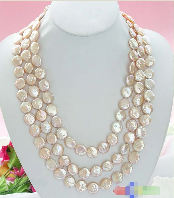 

A NAUTRAL 62" 14MM PINK COIN FRESHWATER CULTURED PEARL NECKLACE