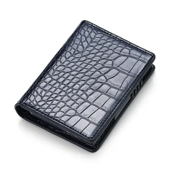 

BISI GORO leather credit card holder high quality anti rfid protection porta tarjetas 2020 vogue Automatic coin aluminium wallet