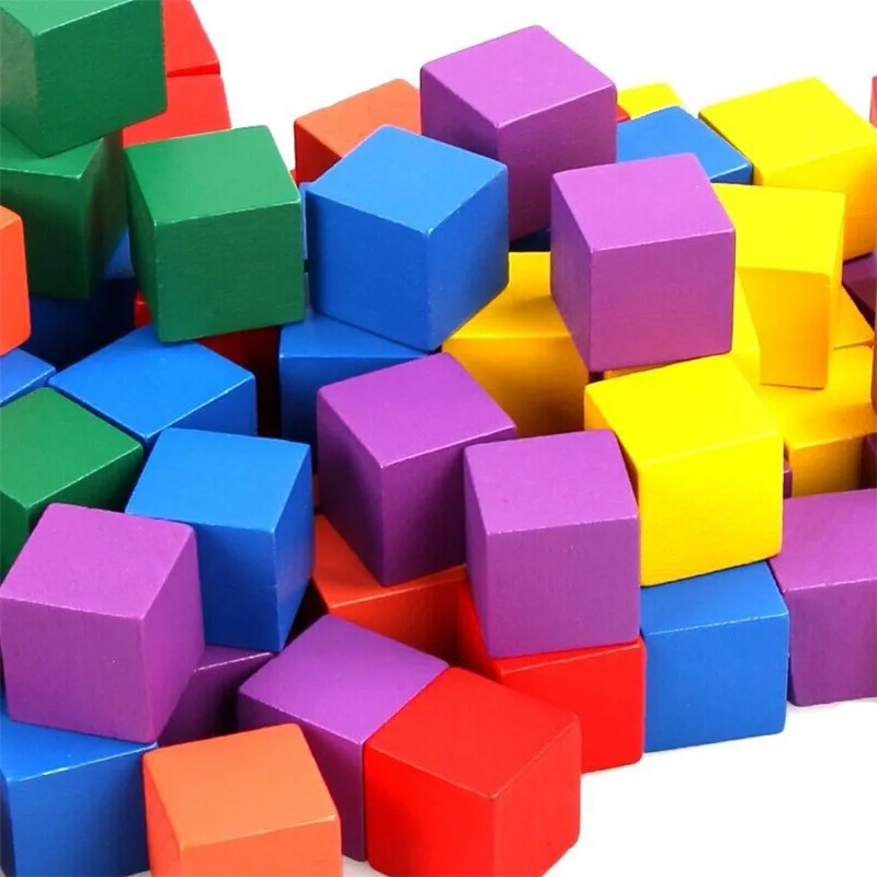 15 шт. 2 см маленькие деревянные блоки Строительные красочные кубики детские развивающие игрушки математический инструмент модель детские игрушки - Цвет: 4pcs color