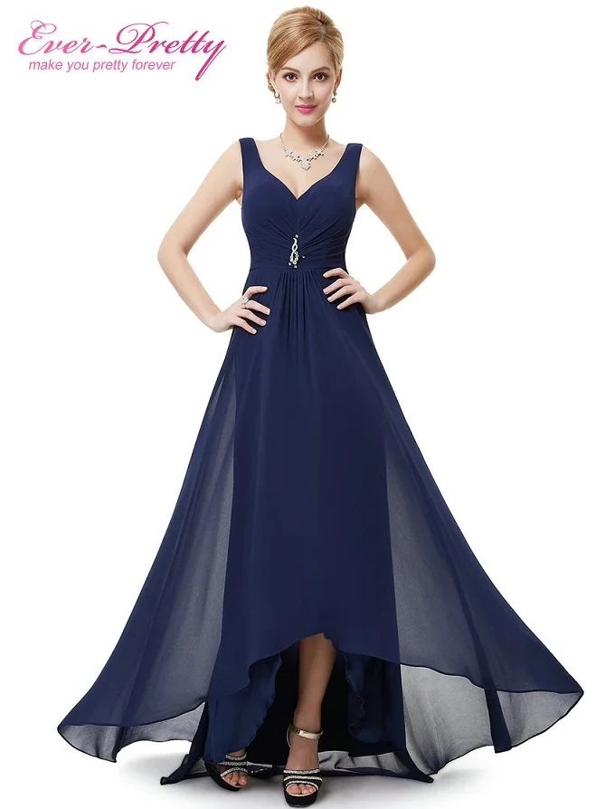 Вечерние платья больших размеров Ever Pretty, длинное праздничное двойное платье с V-образным вырезом, со стразами, разных цветов, EP09983, лето - Цвет: Navy Blue
