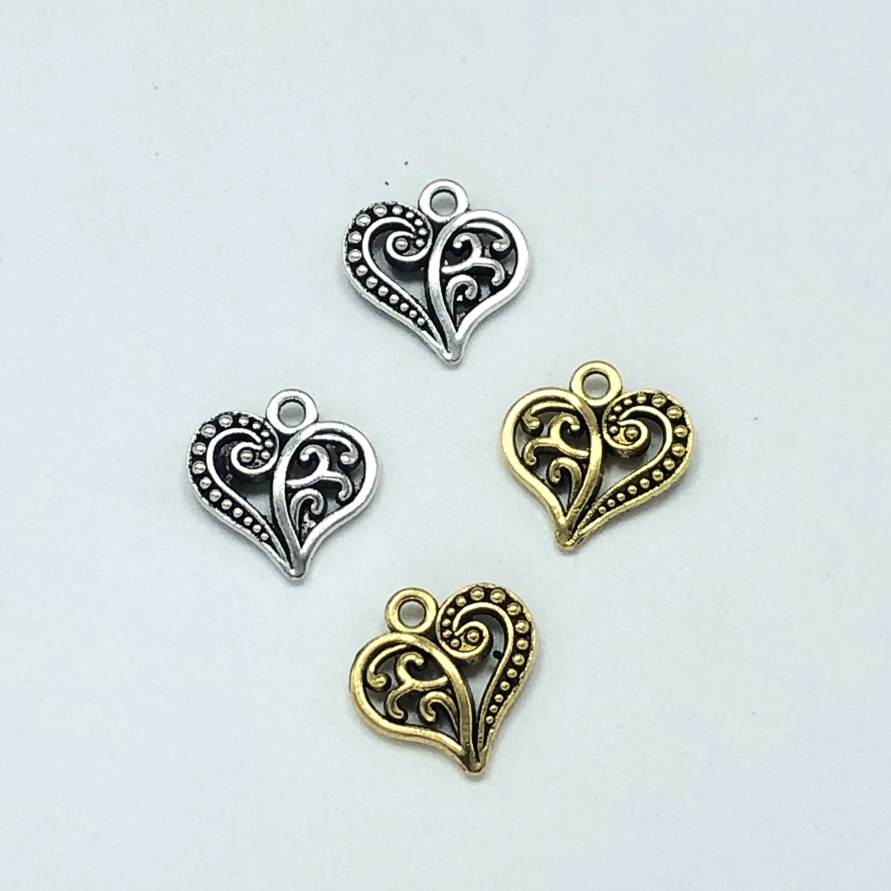 

JUNKANG 30pcs 14*14mm popular European and American small heart pendant DIY handmade bracelet Necklace Jewelry connection access