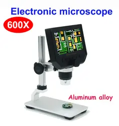 600X цифровой микроскоп электронный видео микроскоп 4,3 дюймов HD ЖК-дисплей пайка микроскоп телефон Ремонт лупа + металлическая подставка