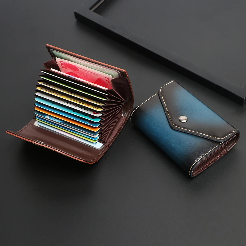 

Fashion Envelop Card Holder Men Women Genuine Leather High Capacity Card Wallet Driving Licence Change Envelop Coin Bag