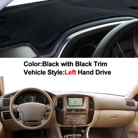 Черный Крышка приборной панели автомобиля для Toyota Land Cruiser LC100 2002 2003 2004 2005 2006 2007 приборной панели коврик ковровое покрытие Защита от солнца - Название цвета: Черный