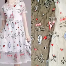 FFLACELL 1 ярд сказочное королевство Вышивка Ткань принц/Принцесса/замок ткань для ребенка детская юбка одежда