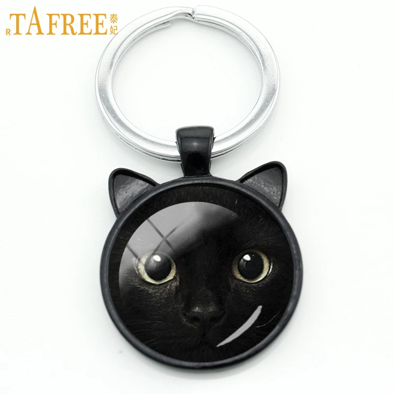 TAFREE Vintage charms Black Cat keychain men women novelty fashion Cat Ear animal key chain ring holder cartoon jewelry CN326 цена TAFREE Vintage charms Black Cat keychain men women novelty fashion Cat Ear animal key chain ring holder cartoon jewelry CN326 цены онлайн