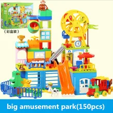 GOROCK 150 шт. Duploe большой кирпич поезд цирк парк развлечений колесо обозрения большие строительные блоки Развивающие детские игрушки