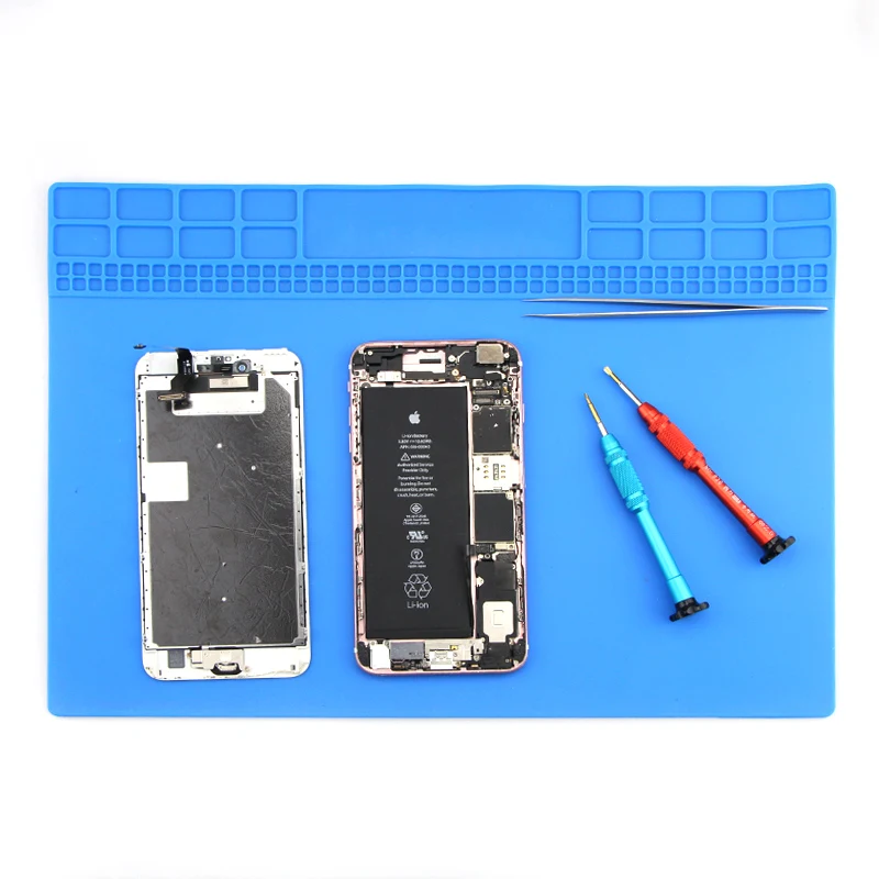 

High-Temperature Magnetic Repair Heat Insulation Silicone Pad Maintenance Platform Desk Mat with Screw Positioning Area