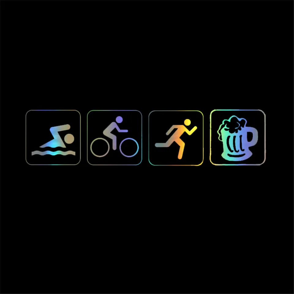 17.74.2CM Funny Bumper Sticker Triathlon Swim Bike Run And Beer Car Sticker Vinyl Silhouette  BlackSilverLaser (4)