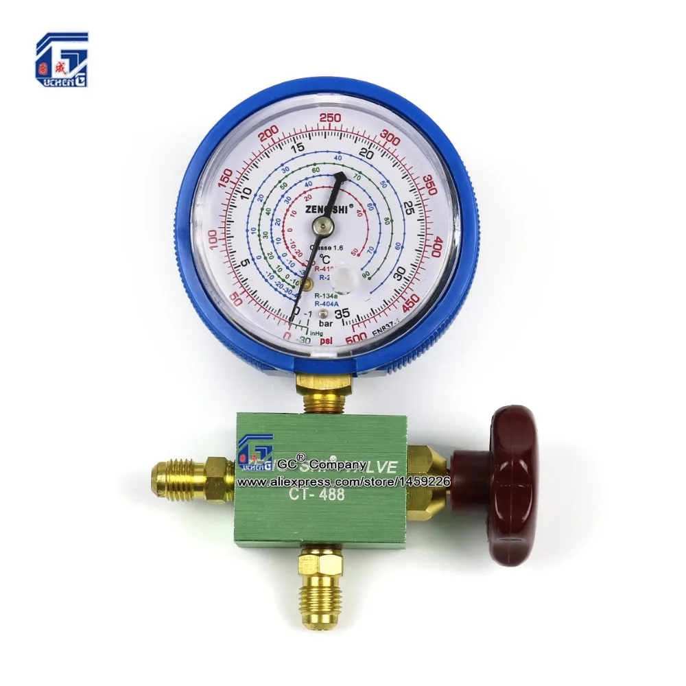 Дальний/Ближний Давление манометр R134a R404a R22 R410a Манометр с клапан A/C кондиционер