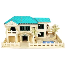 Crianças Brinquedo De Madeira 3D Puzzle Para Crianças E Adultos Villa Na Praia de Qualidade Montessori Educationaly Brinquedo Diy Como Uma Família presente