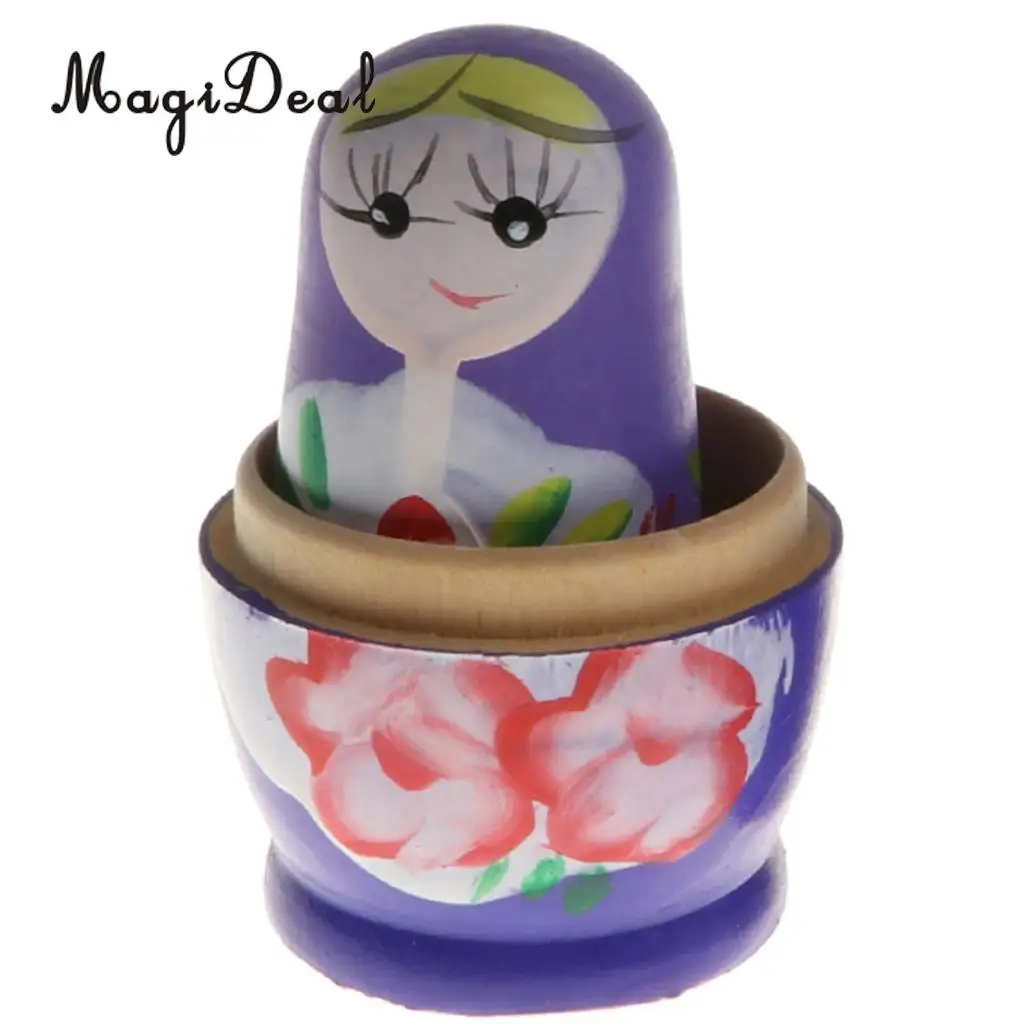 5PCS Wooden Russian Nesting Dolls Matryoshka Stacking Nested Dolls Toys Christmas Gifts Home Decoration for DIY Hand Painted