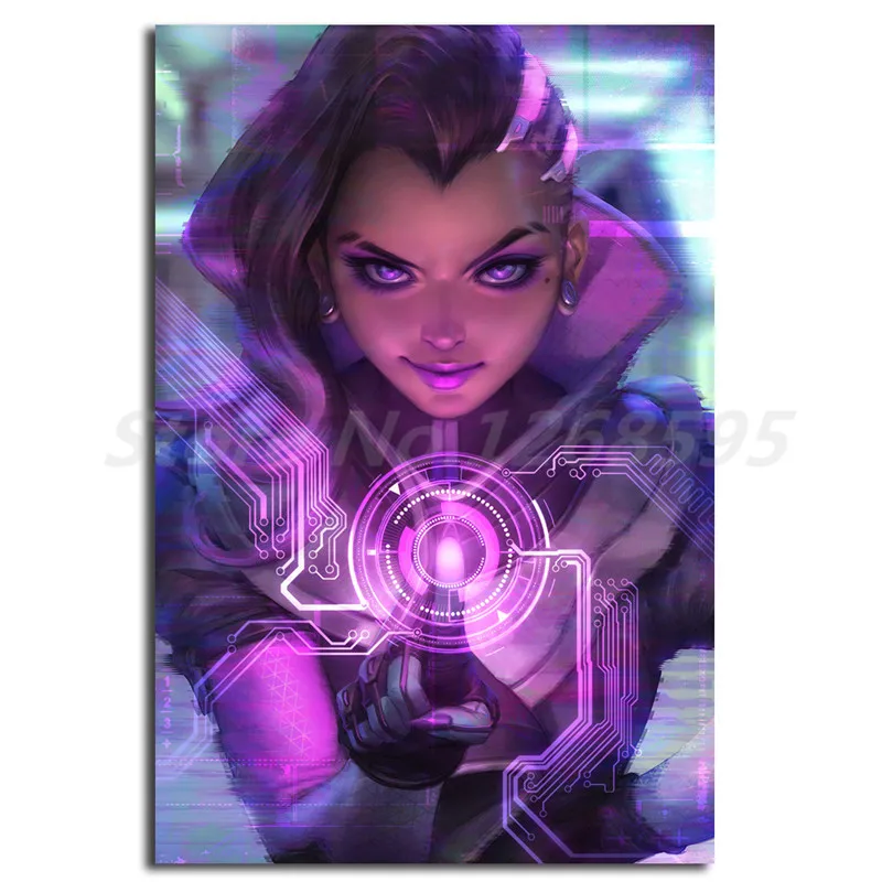 Sombra Overwatchs HD обои настенные художественные холст постер и печать Картина