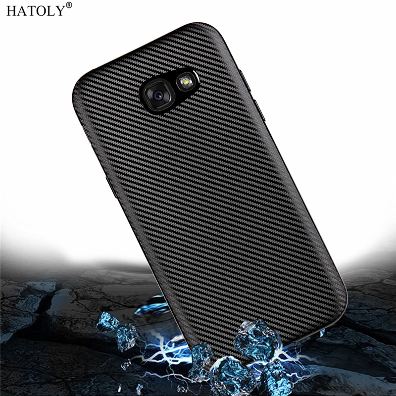 HATOLY For Fundas Samsung Galaxy A3 2017 Case a320f Ultra-thin Soft TPU Carbon Fiber Back Cover for |