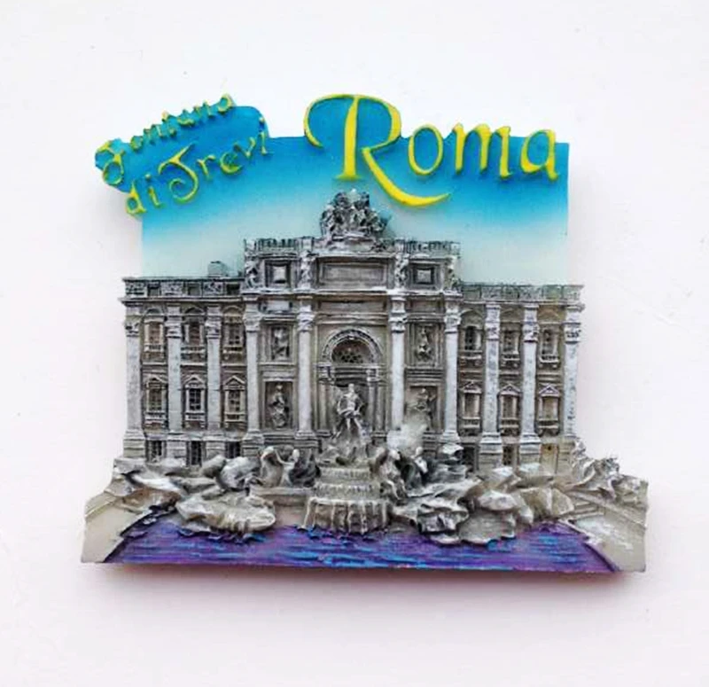 Italy tourism, souvenir fridge magnets on sale outside a shop in the