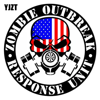 

YJZT 15x15cm Personalized USA ZOMBIE Outbreak Response Unitl Decal Retro-reflective Motorcycle Car Sticker C1-8087