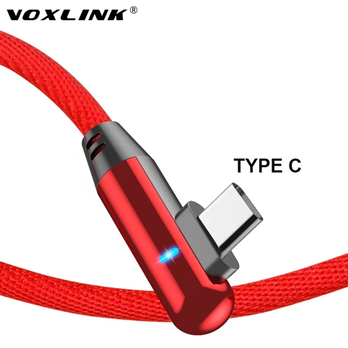 VOXLINK usb type C 90 градусов быстрая зарядка usb c кабель type-c шнур для передачи данных зарядное устройство usb-c для samsung S8 S9 Note 9 8 Xiaomi mi8 mi6 - Цвет: Red