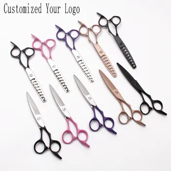 1Pair 6.0" 17cm Customized Logo JP 440C Hairdresser's Scissors Cutting Shears Thinning Scissors Professional Hair Scissors C9122