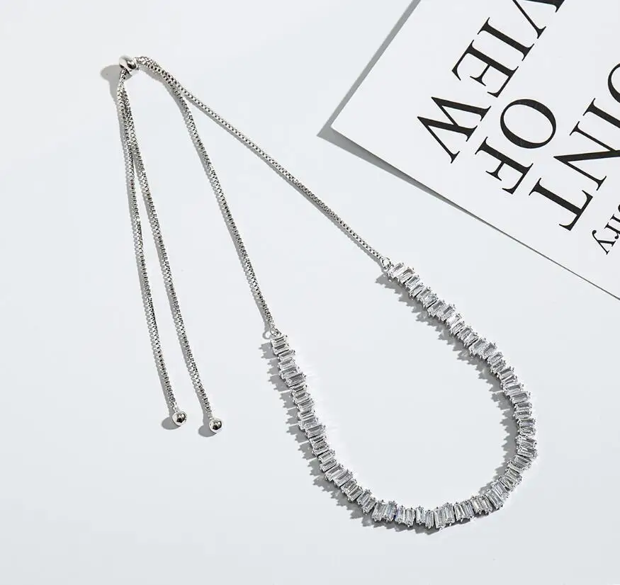 Ожерелье чокер женское с фианитом регулируемой длины IN01|chokers necklaces for women|brand
