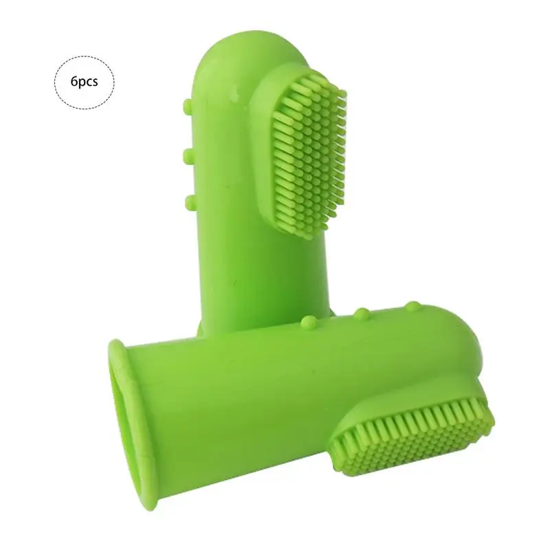 6PCS/Set Pet Dog Toothbrush Soft Silicone Finger Toothbrush Cleaning
