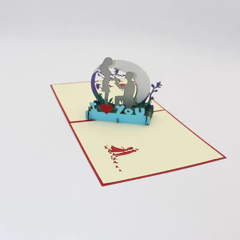 3D высокое качество ручной работы День Святого Валентина мальчик шоу любовь человек предложить бумажные пригласительные поздравительные карты с конвертом креативный подарок
