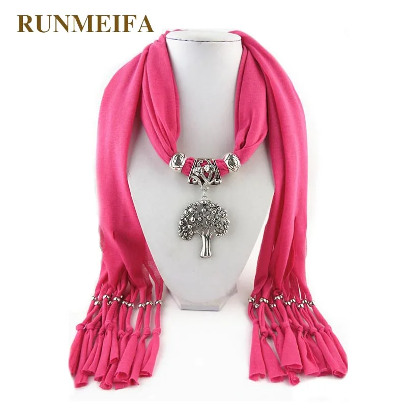 

RUNMEIFA Pendants Necklaces Scarf Women Iron Alloy Tree Acrylic Pendant Scarf Accessories Scarf Free Shipping 180*40cm