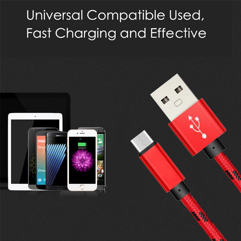 Micro USB кабель Универсальный зарядный кабель для телефонов Android синхронизации данных зарядное устройство 1 м провод 5V2A Быстрая зарядка нейлоновые кабели для передачи данных