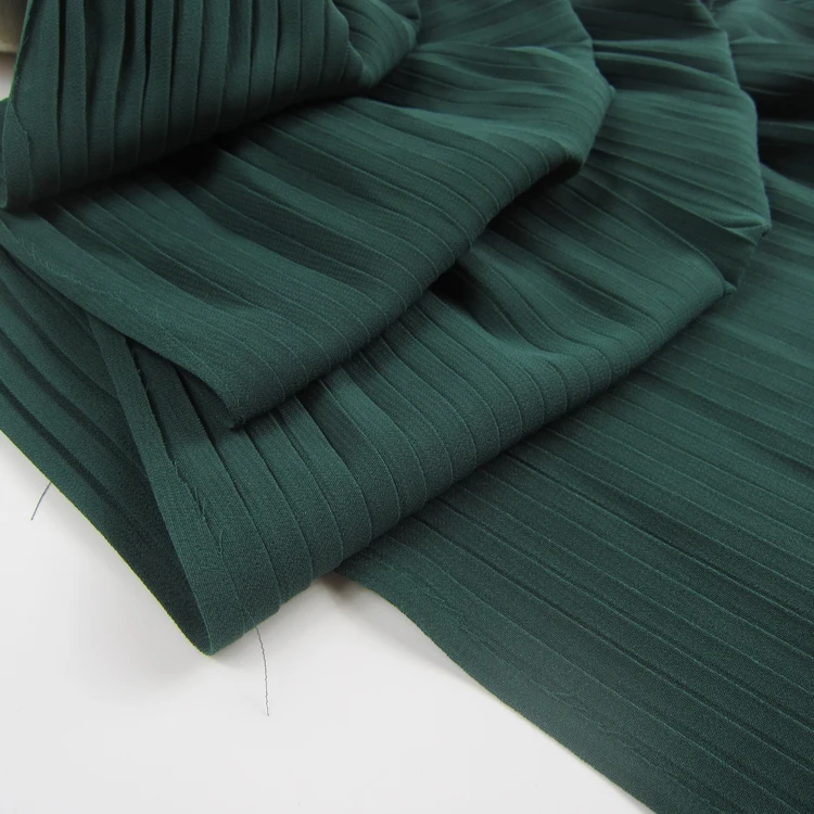 

3 Meters 150CM 59" dark green Ruffled Pleated Crumple Chiffon Fabric Solid Dress Clothes Materials LX144