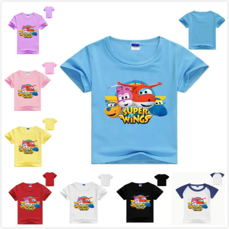 

Boys Short Sleeve Tshirt Super Wings Kids Summer Tops Girls Tshirt Kids Teen Toddler Children Cotton Cartoon Baby Boys Costumes