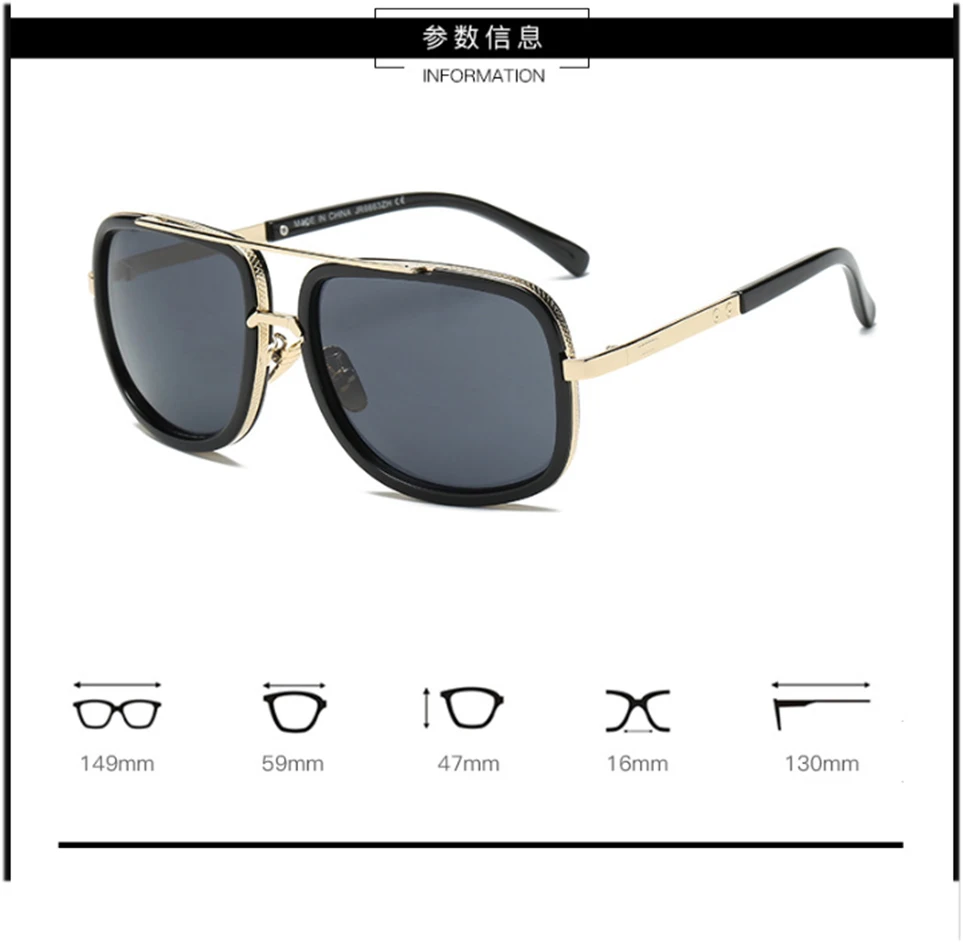 jumlai 2019 New Fashion Big Frame Sunglasses Men Square Fashion Glasses for Women High Quality Retro Sun Glasses Vintage Gafas (3)
