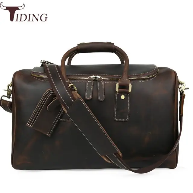 Tiding Italian Leather Travel Duffle Bags Women Luggage Handbag Tiding Italian Leather Travel Duffle Bags Women Luggage Handbag Designer Weekender Bag Overnight Brown